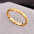 Minimalist 18k gold plated stainless steel ring with sandblasted finish on velvet stand - Gold / US 4