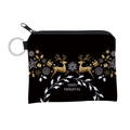 Waterproof Christmas coin purse with reindeer design and Merry Christmas lettering - Black Geometric Reindeer Snowflake