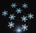 Détail de guirlande de flocons de neige blancs 3D pour décoration de vitrine de fête - Papier / Flocon de Neige Bleu Clair