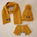 Set invernale in maglia per bambini giallo zenzero con cappello, sciarpa e guanti - Giallo