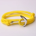 Bracelet tressé jaune fait main avec boucle en forme d'ancre argentée style moderne - Jaune