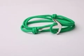 Bracelet en corde nautique verte tissé à la main avec un fermoir ancre en métal argenté - Vert