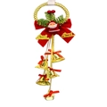 Weihnachtsbaum-Anhänger mit roter Samtschleife, Weihnachtsmann und fünf Goldglocken - Gold