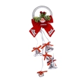 Weihnachtsanhänger mit Weihnachtsmann, roter Schleife, Glocken und grünen Tannennadeln - Silber