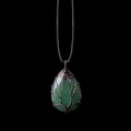 Tree of Life wire wrapped green natural stone teardrop pendant with bronze finish - Green