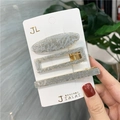 Set di 3 fermagli per capelli glitterati argento con forme ovali e rettangolari - 13# Set Cielo Stellato Argento da 3