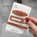 Set di 3 fermagli per capelli in resina ambrata leopardata con finitura glitterata - 15# Set Cielo Stellato Arancio Rosso da 3