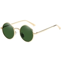 Retro small round metal sunglasses with gold frame and dark green tinted lenses - Gold Frame Dark Green Lens