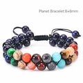 Double-layer handmade solar system planet bracelet with 8mm blue goldstone beads - 8+8mm Double Layer Planet Style