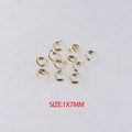 Foto macro de anillas abiertas de acero inoxidable dorado de 1x7 mm para joyería DIY - Paquete de 100 / 1*7mm / Dorado