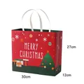 Red Merry Christmas gift paper bag with rivet handles in large size 30x27x12cm - L Red - Colorful Gift Bag