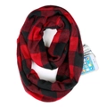 Red and black plaid faux cashmere neck gaiter with pocket for phone and cash - Pocket Scarf F13
