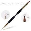 Dual-head nail art penseel #02 zwart met 9mm liner en 13mm platte ronde penseelkop penselen - 002# Voering & Acryl Borstel