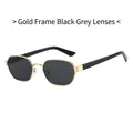 Vintage oval sunglasses with gold metal frame and dark grey lenses for a retro style look - Gold Frame Black Grey