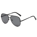 Lunettes de soleil aviateur classiques en métal noir avec double pont et verres foncés mixtes - Monture Noire Verres Gris