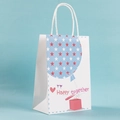 Blue and white paper gift bag with balloon pattern and Happy together text - 15*21*8cm / Star Balloon / Small