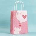 Pink paper gift bag with white polka dots and cartoon elephant illustration - 15*21*8cm / Pink Elephant / Small