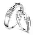 Adjustable couple ring for women with heart-shaped stone and Forever engraving - F072 Women's Style