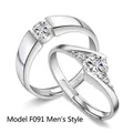 Adjustable S925 silver couples ring set with Her King His Queen engraving for men and women - F091 Men's Style