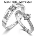 Silver-plated couple ring set with Her King His Queen engraving and round zircons - F085 Men's Style