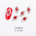 Macro view of 8.5x14mm red diamond nail rhinestones with silver alloy base for nail art - Silver Base Hollow Red Diamond (LF3613)