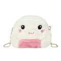 Lindo bolso bandolera de peluche de bola de arroz bordado con cadena de oro y rosa - Expresión 2