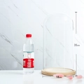 Transparent glass dome display case with 35cm height and 18cm light wood base - 18*35cm Glass Dome + Wood Base
