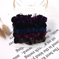 Set of 5 velvet scrunchies in purple, black, navy, burgundy, and brown candy colors - Velvet Dark Colors 5-Pack