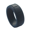 Dark grey silicone sports ring with rectangular embossed grid pattern for men - US 8 / Dark Blue