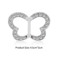 Silver butterfly t-shirt knot buckle with sparkling rhinestones, size 4.5cm x 3cm - Butterfly Silver