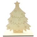 Sapin de Noël en bois brut DIY avec socle rond pour la peinture et les loisirs créatifs - Sapin de Noël