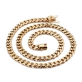 Mens 15mm gold stainless steel Cuban link necklace with secure box clasp closure - Gold Necklace (KN35975-K)