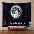 Detalle de tapiz fases lunares con luna llena brillante y estrellas en tela negra - GT102035 / 73X95CM (Cepillado Transfronterizo)