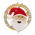 Santa Claus Christmas brooch with golden Merry Christmas ring and sparkling rhinestones - Santa Claus Style(16BC268)