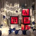 Transparent black baby letter boxes with red balloons for first birthday party decor - BABY Letter Style / Set of 4 / Black