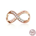 Rose gold infinity 925 silver charm with CZ stones and Family Forever engraving - Rose Gold White Rhinestone (SCC1146-C)
