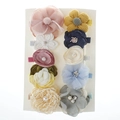10-piece floral fabric hair clip set for girls with pearls and rhinestones on card - Hair Clip Combo Set 2
