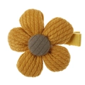 Cute yellow knitted flower hair clip for girls with a gold ribbon wrapped metal clip - #2 Yellow Five-Petal Flower-Clip