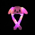 Pink glowing plush bunny hat with moving ears and LED lights for kids and parents - Pink Rabbit with LED Light