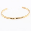Golden stainless steel mantra bracelet with dream it, wish it, do it engraved quote - dream it wish it do it