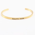 Adjustable golden stainless steel cuff bracelet with beautiful inside engraving - beautiful inside