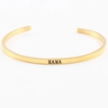 Polished gold stainless steel open mantra bracelet featuring engraved MAMA text - Mother