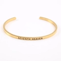 Golden stainless steel mantra bracelet featuring Seventh Heaven engraving design - SEVENTH HEAVEN