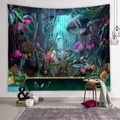 Arazzo foresta fantasy con elementi UI di gioco e mappa su parete di mattoni bianchi - GT104501 / 73X95CM (Tessuto spazzolato)