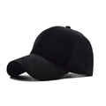 Minimalistische zwarte honkbalpet van imitatiebont met een klassieke gebogen rand en 6 panelen - Verstelbaar / Zwart