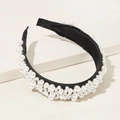 Elegante cerchietto in tessuto nero con perle bianche finte per capelli accessorio donna - Perle Irregolari (3677)