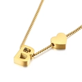 Gold stainless steel box chain necklace featuring heart and letter B letter pendants - Letter B Necklace (KN88650-KFC) / Gold