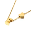 Goldene Herzkette mit Buchstaben-E-Anhänger und polierter Box-Kette für Damen - Halskette Buchstabe E (KN88653-KFC) / Gold
