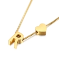 Adjustable golden stainless steel box chain necklace with letter R and heart pendant - Letter R Necklace (KN88666-KFC) / Gold