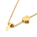 18K gold plated box chain necklace with heart charm and letter T pendant - Letter T Necklace (KN88668-KFC) / Gold